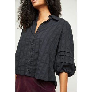 NWT Free People Happy Days Blouse / Black
